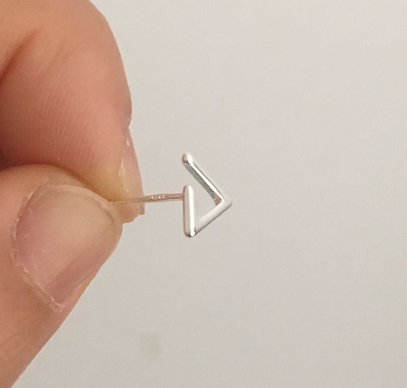 Amkaka Minimalism Hollow Triangle Earrings Sterling Silver Stud Earrings Everyday Wear - Image 5